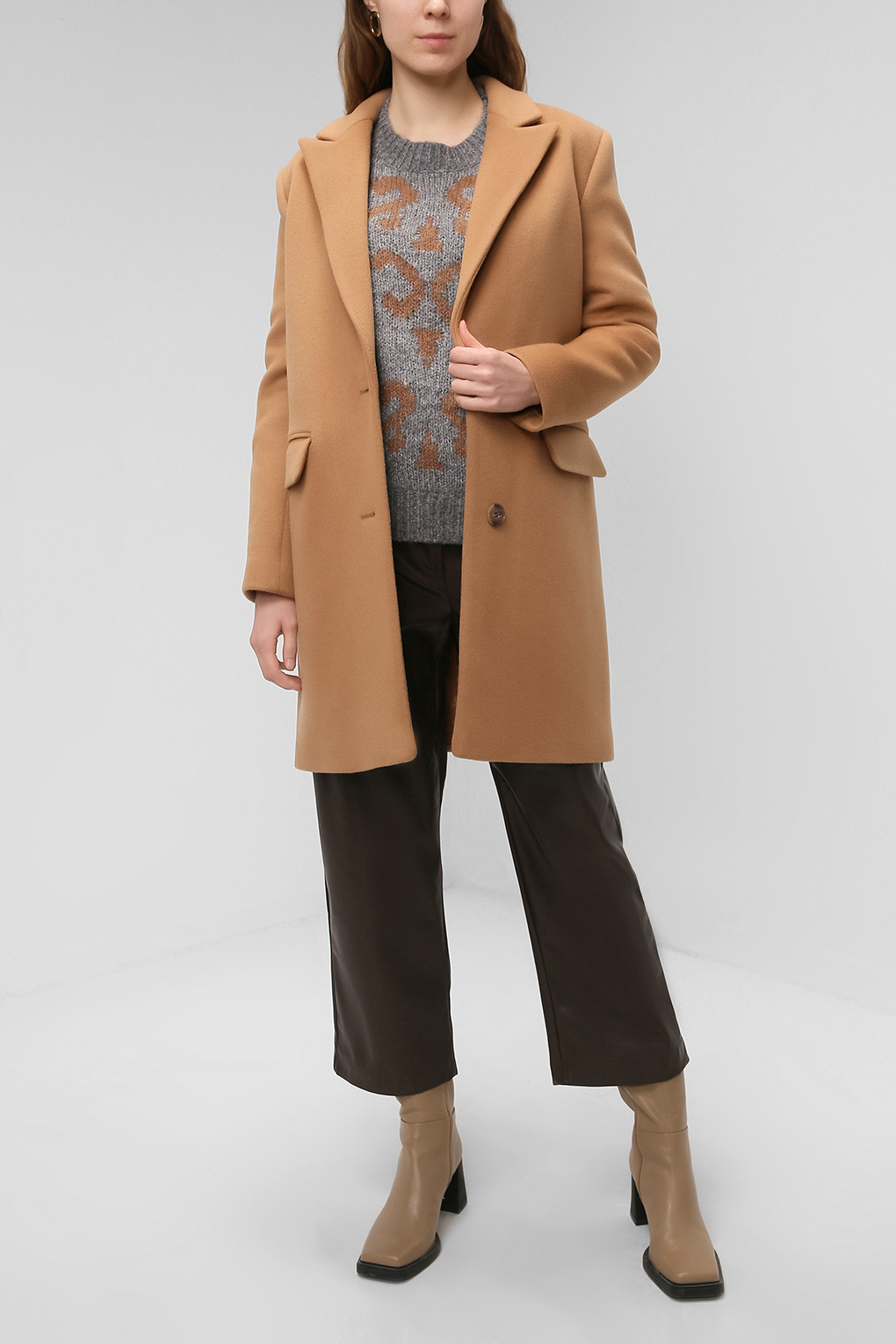Пальто женское PAOLA RAY PR221-9030-01 коричневое XS