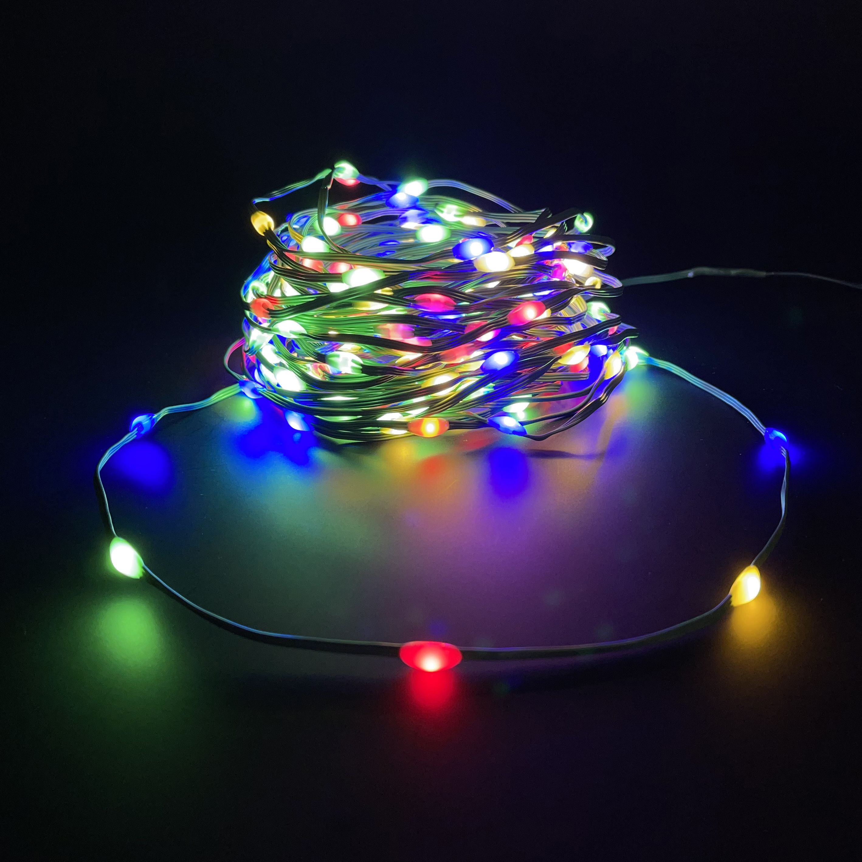 Гирлянда String light капли  мультиколор 100 ламп, 8 функций, длина 750 см