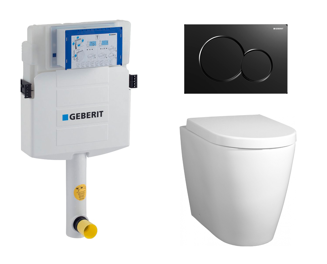 

Комплект: смывной бачок Geberit Duofix + унитаз Marino + кнопка черная, 535693