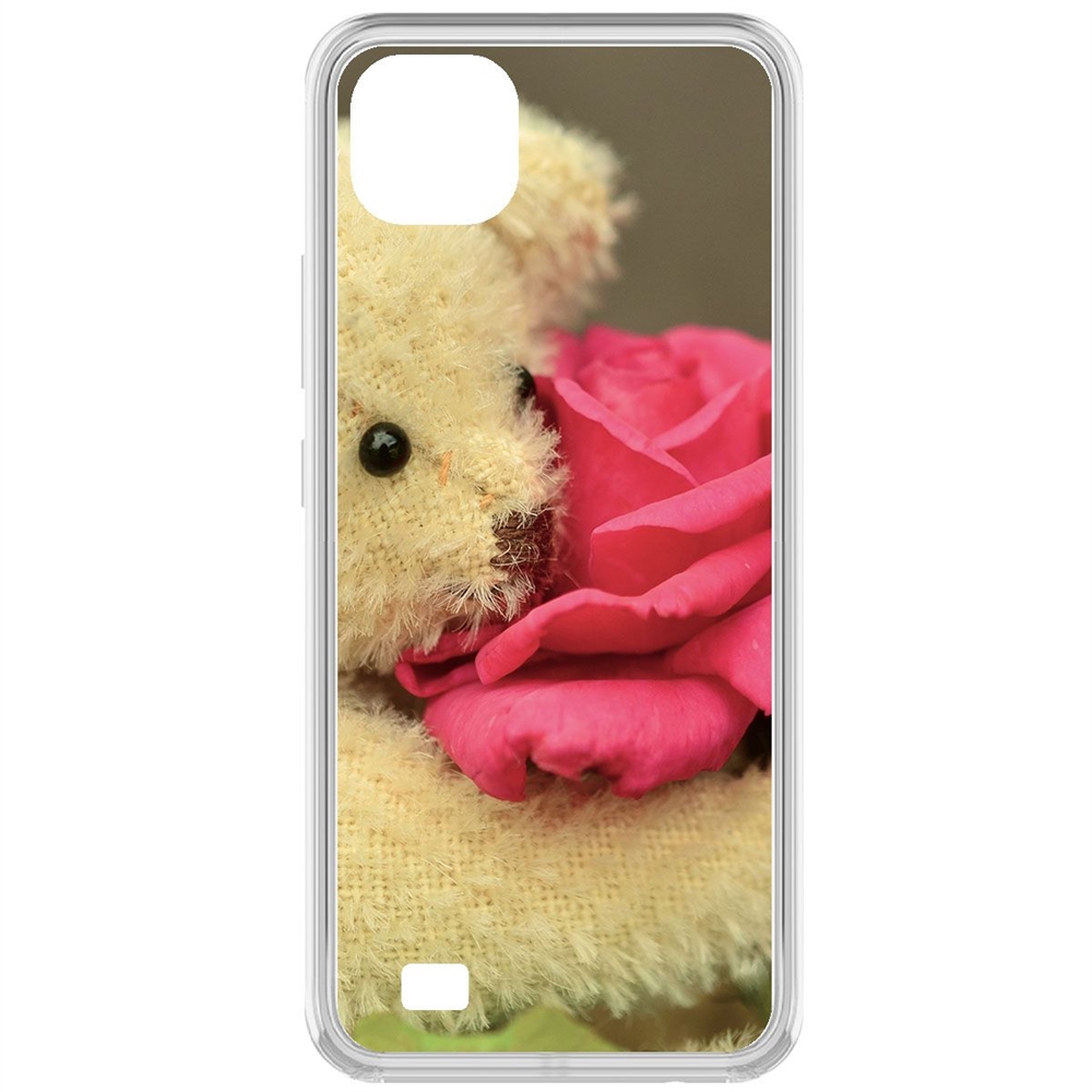 фото Чехол-накладка krutoff clear case медвежонок с розой для realme c20