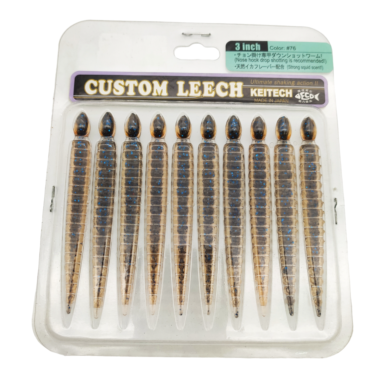 

Силикон Keitech Custom Leech З" цв.76 уп.10шт, Черный, 00-00029760