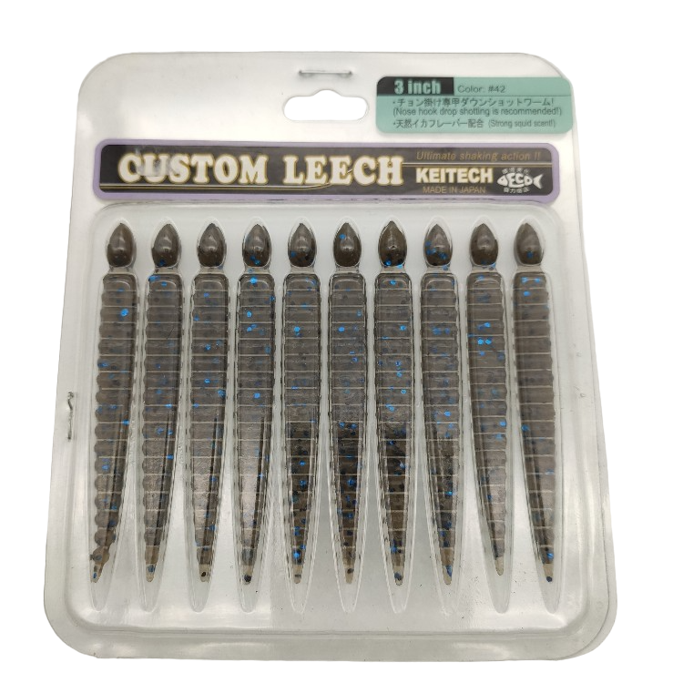 

Силикон Keitech Custom Leech З" цв.42 уп.10шт, Черный, 00-00029756