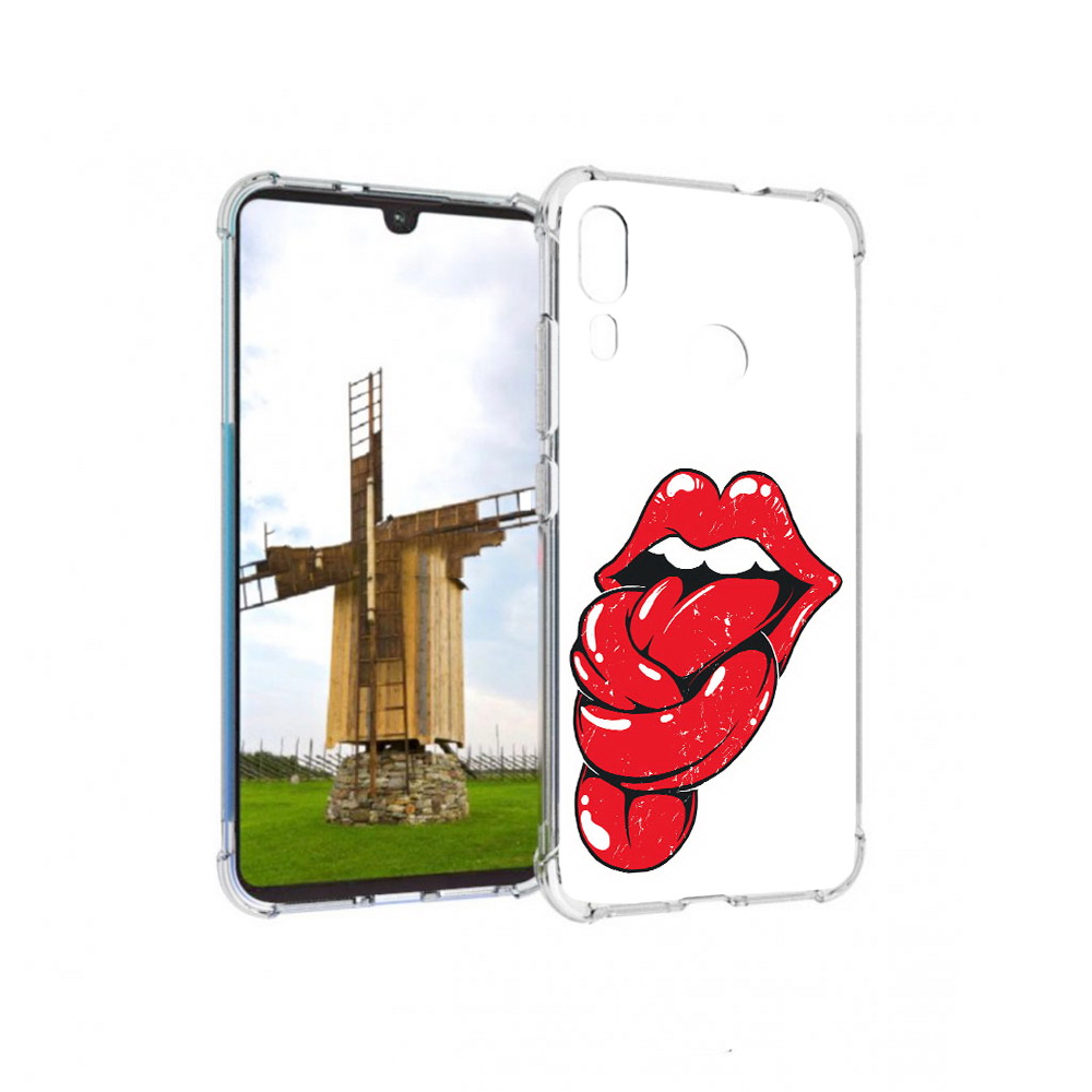 

Чехол MyPads Tocco для Motorola Moto E6 Plus яркие губы с языком (PT150579.352.705), Прозрачный, Tocco