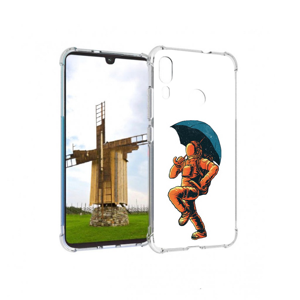 

Чехол MyPads Tocco для Motorola Moto E6 Plus шагающий космонавт с зонтом, Прозрачный, Tocco