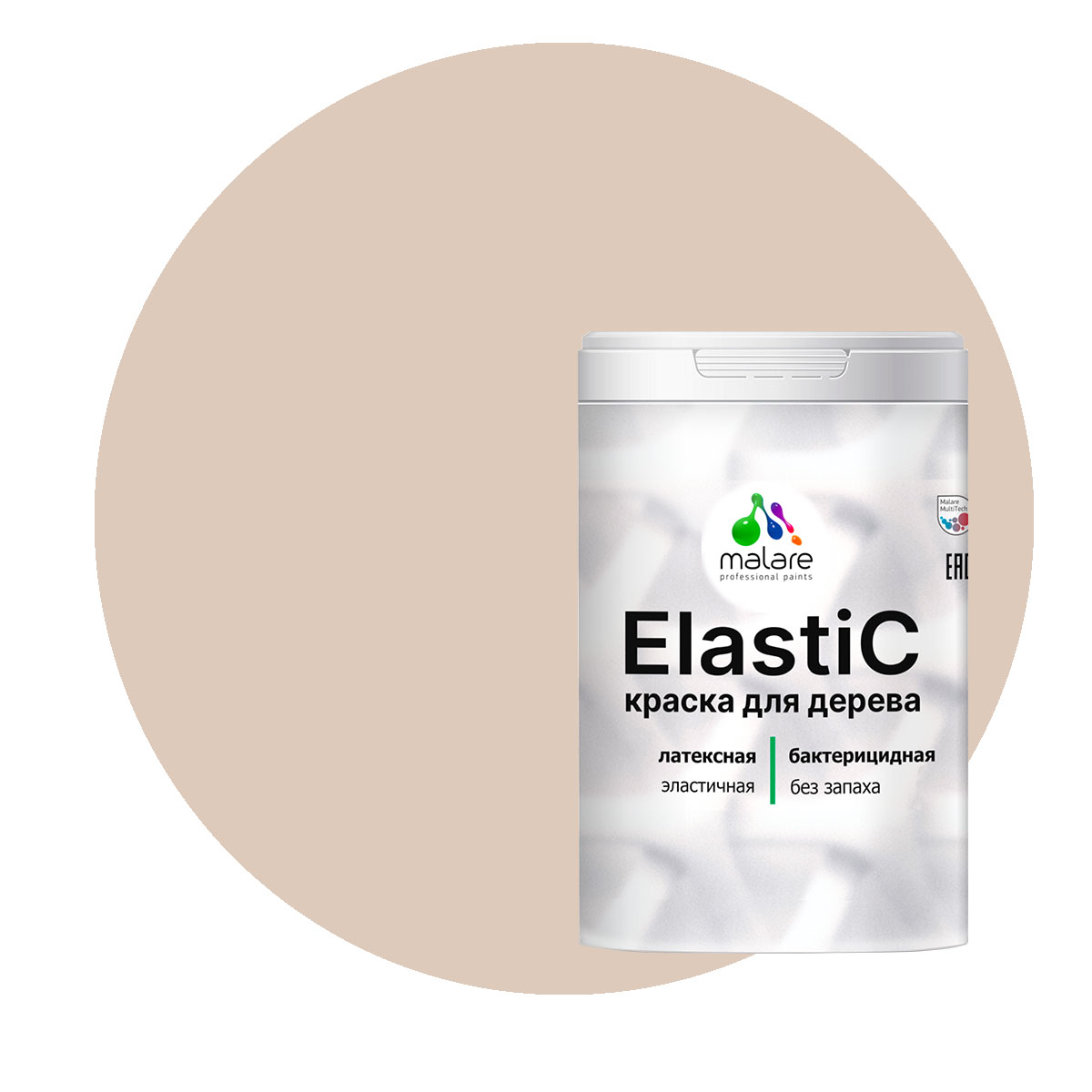 

Краска Malare Elastic для деревянных поверхностей, абсолютный бежевый, 2 кг., Malare Elastic