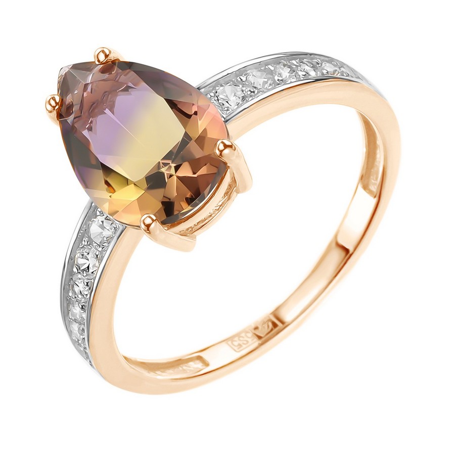 

Кольцо из красного золота р. 17,5 ALORIS Кольцо 1922АнКц, аметрин/фианит, Кольцо 1922АнКц