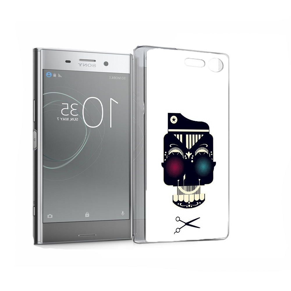 

Чехол MyPads Tocco для Sony Xperia XZ Premium черно белый скелет с яркими глазами, Прозрачный, Tocco