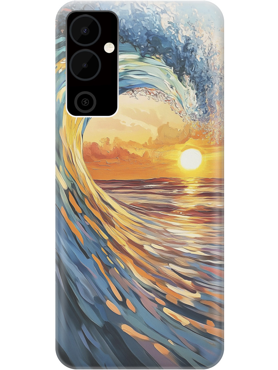 

Силиконовый чехол на Tecno Pova Neo 2 с принтом "Волна и закат", Прозрачный;желтый;синий, 778682441