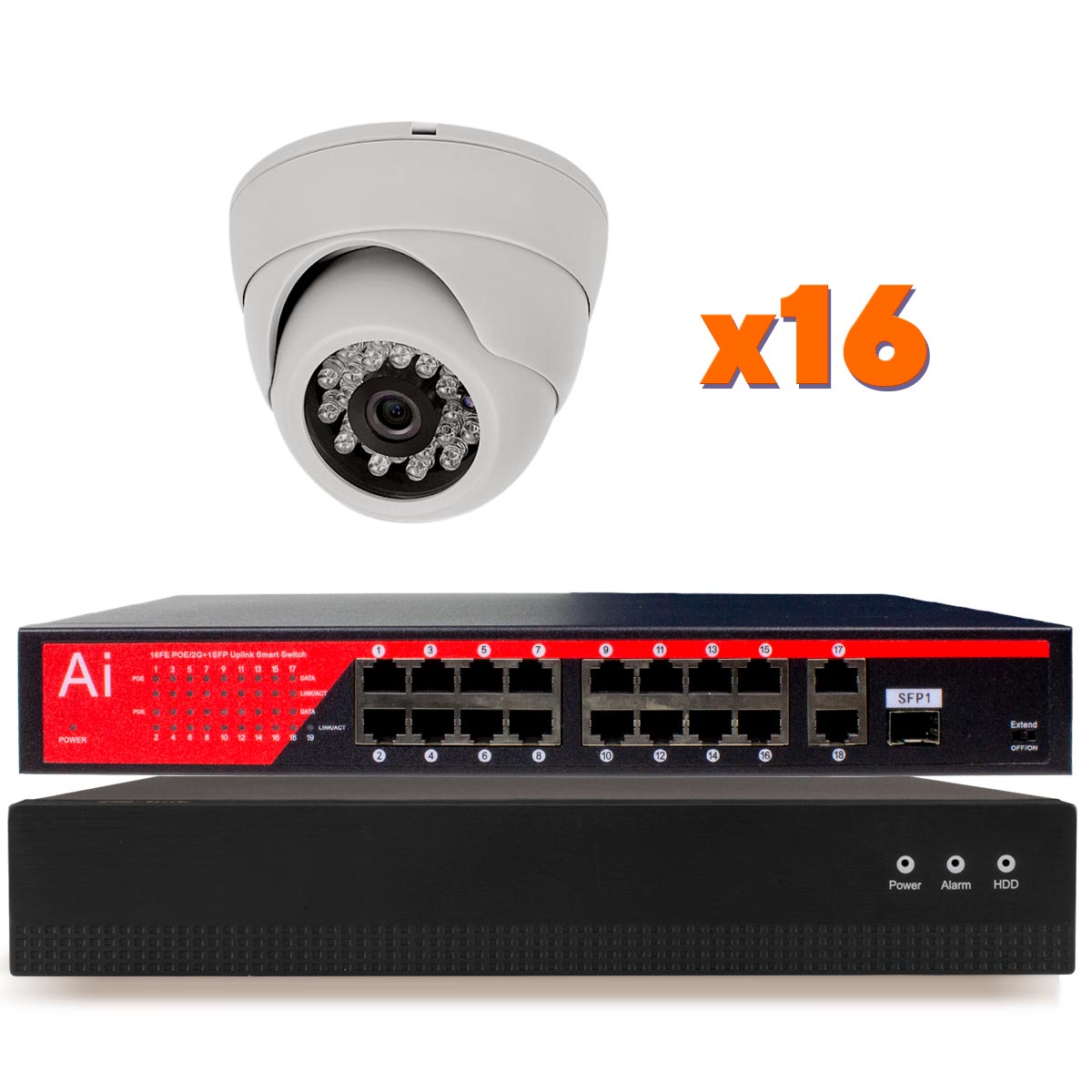 Комплект видеонаблюдения IP 2Мп Ps-Link KIT-A216IP-POE 16 камер для помещения