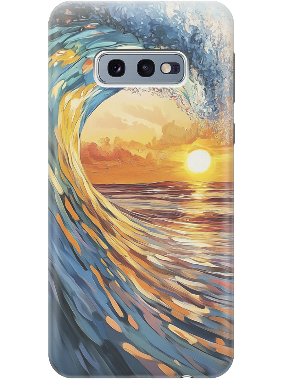 

Силиконовый чехол на Samsung Galaxy S10e с принтом "Волна и закат", Прозрачный;желтый;синий, 720461241