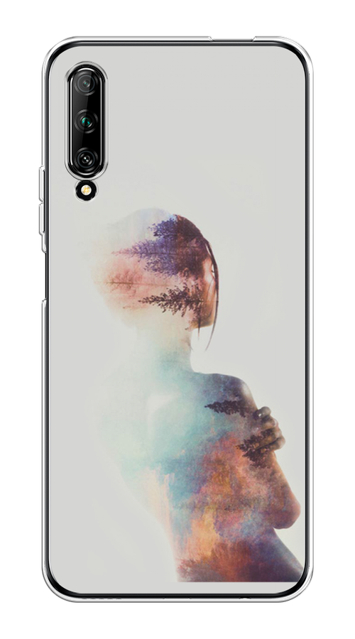 

Чехол на Huawei Y9s "Девушка-лес", Розовый;голубой;серый, 611150-1