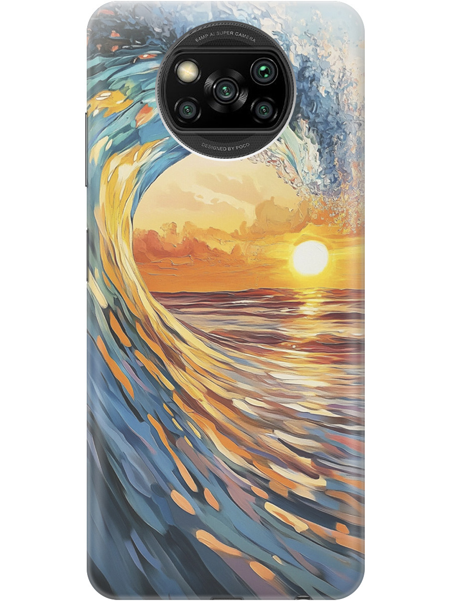 

Силиконовый чехол на Xiaomi Poco X3 / X3 Pro с принтом "Волна и закат", Прозрачный;желтый;синий, 723602741