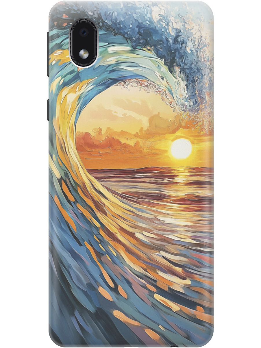 

Силиконовый чехол на Samsung Galaxy A01 Core/M01 Core с принтом "Волна и закат", Прозрачный;желтый;синий, 723348341