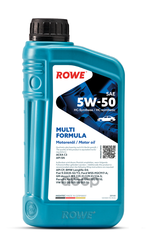 Моторное масло ROWE синтетическое HIGHTEC MULTI FORMULA C3/ SN/CF 5W50 1л