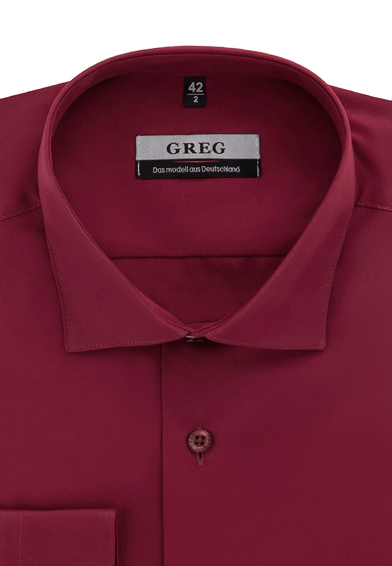 

Рубашка мужская Greg 01-00008633 бордовая 43, Бордовый, 01-00008633
