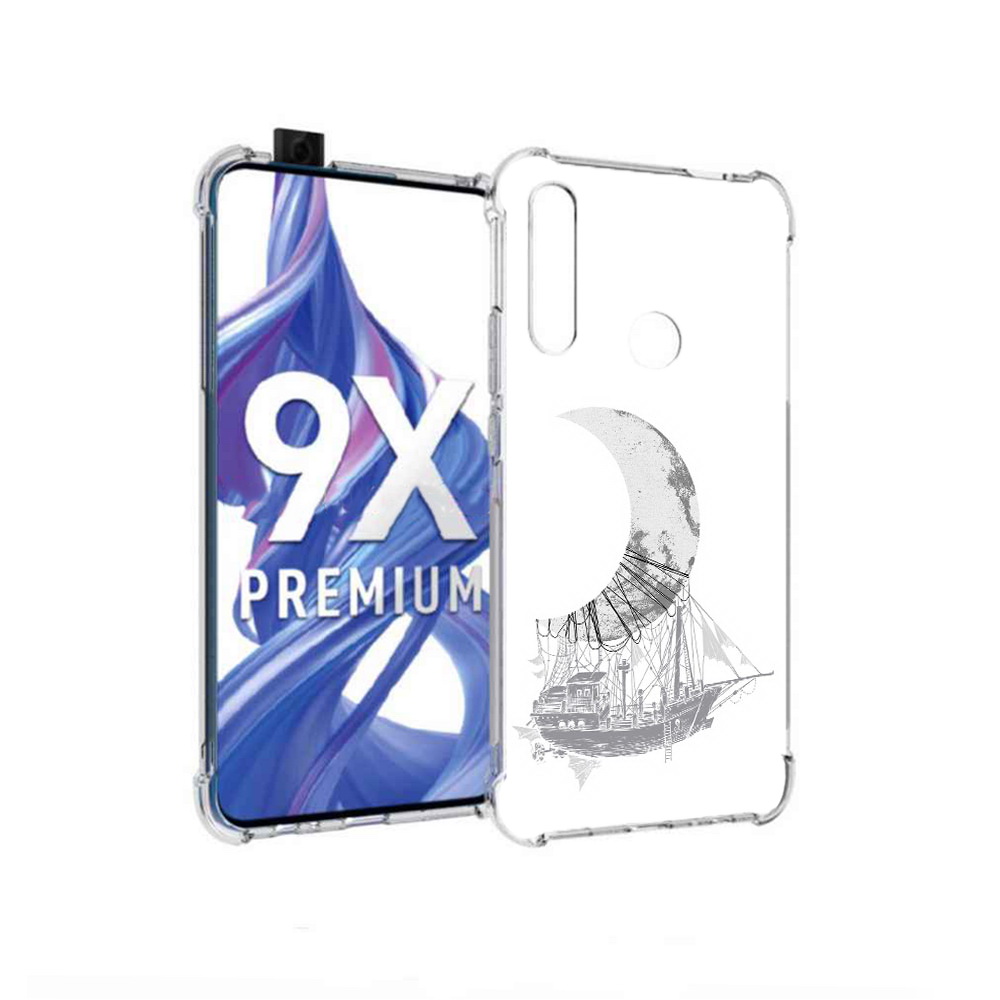 

Чехол MyPads Tocco для Honor 9X черно белый корабль полумесяц (PT139835.22.684), Прозрачный, Tocco