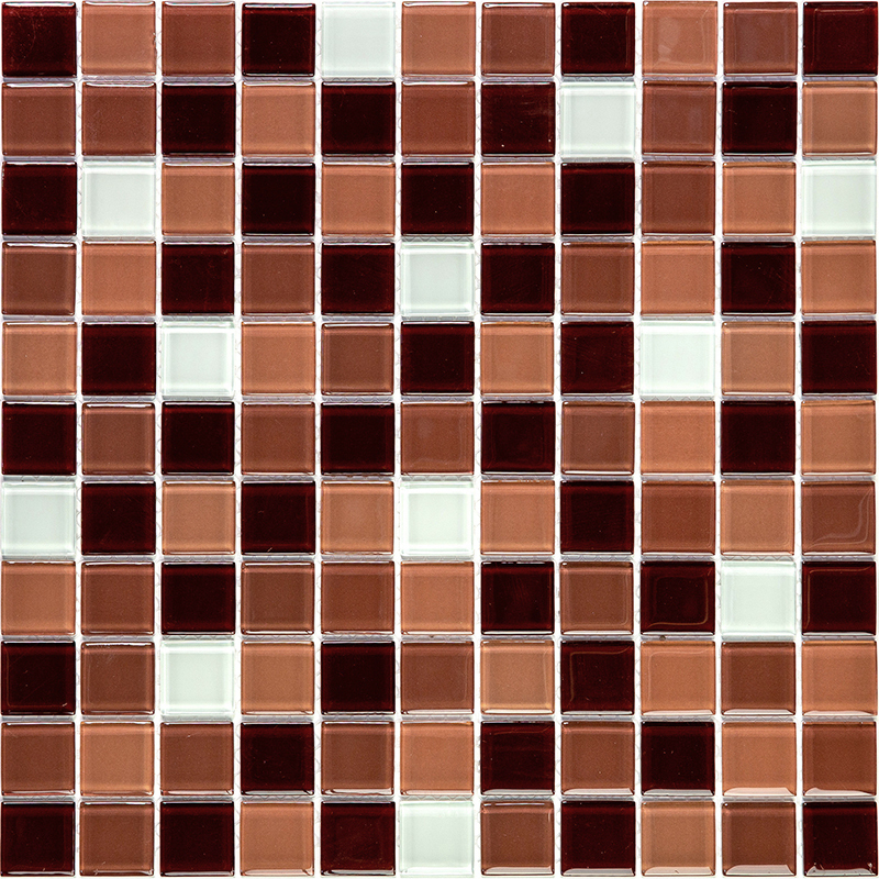 фото Мозаика из стекла natural color palette коричневый белый квадрат cpm-211-3