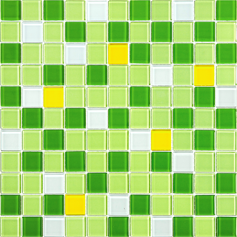 фото Мозаика из стекла natural color palette зеленый желтый белый квадрат cpm-202-6