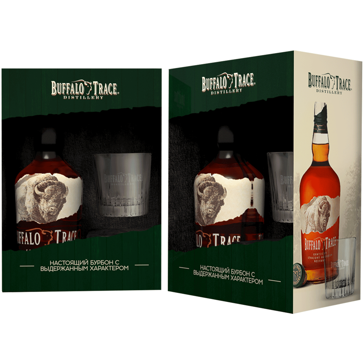 фото Виски buffalo trace 0;75 л в подарочной упаковке + стакан buffalo trace distillery