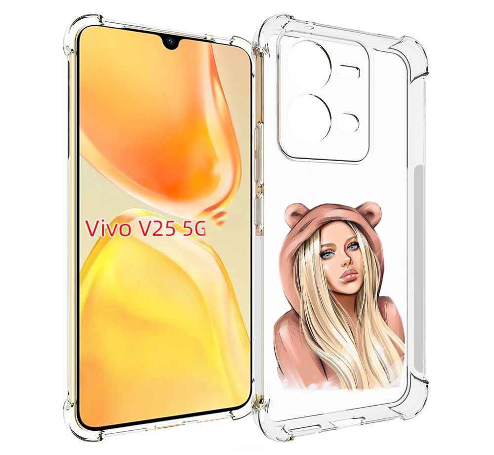 

Чехол MyPads блондинка-в-капюшоне женский для Vivo V25 5G / V25e, Прозрачный, Tocco