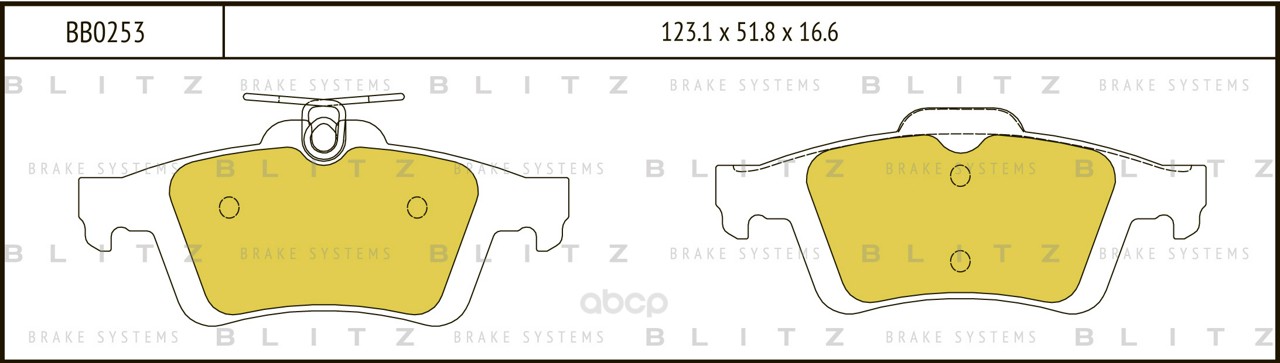 

Тормозные колодки BLITZ задние для Sааb 9-3/Ореl Vесtrа/Fоrd Fосus 1.4-3.2 2002- BB02053