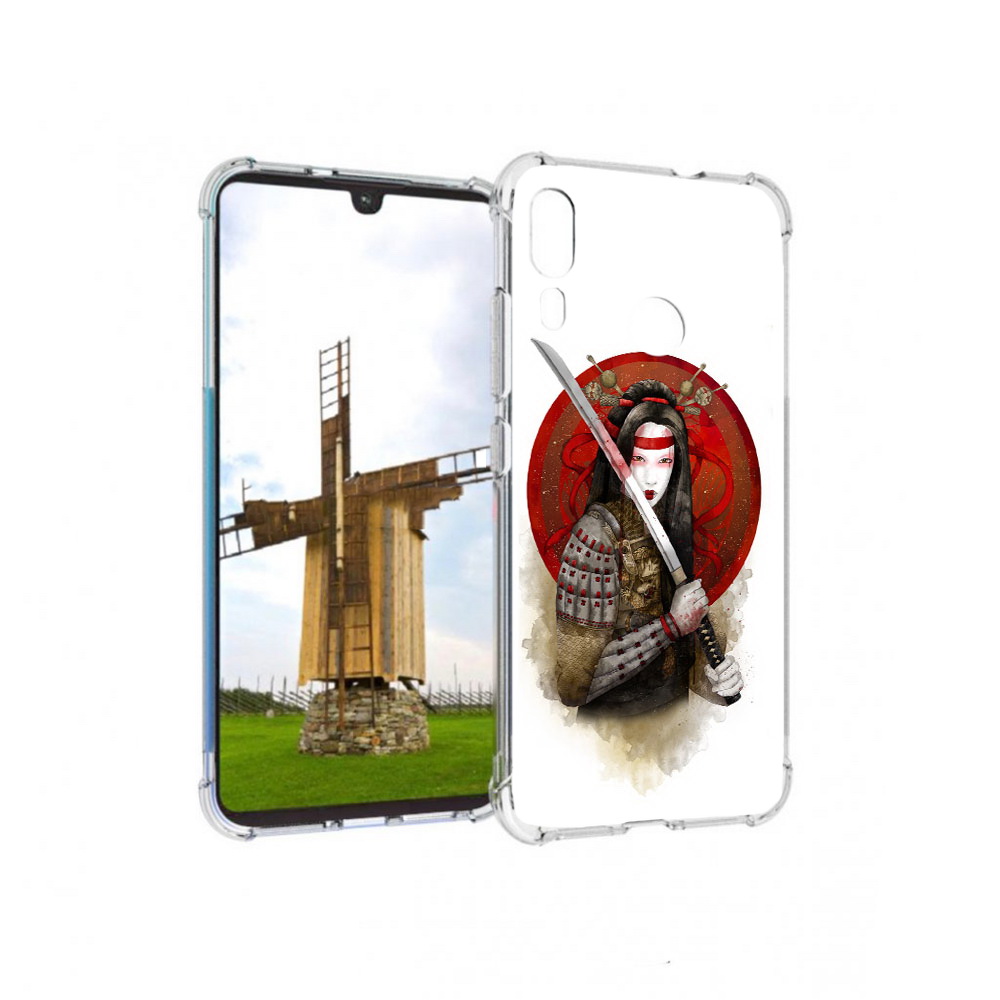 

Чехол MyPads Tocco для Motorola Moto E6 Plus рисованная девушка с катаной, Прозрачный, Tocco