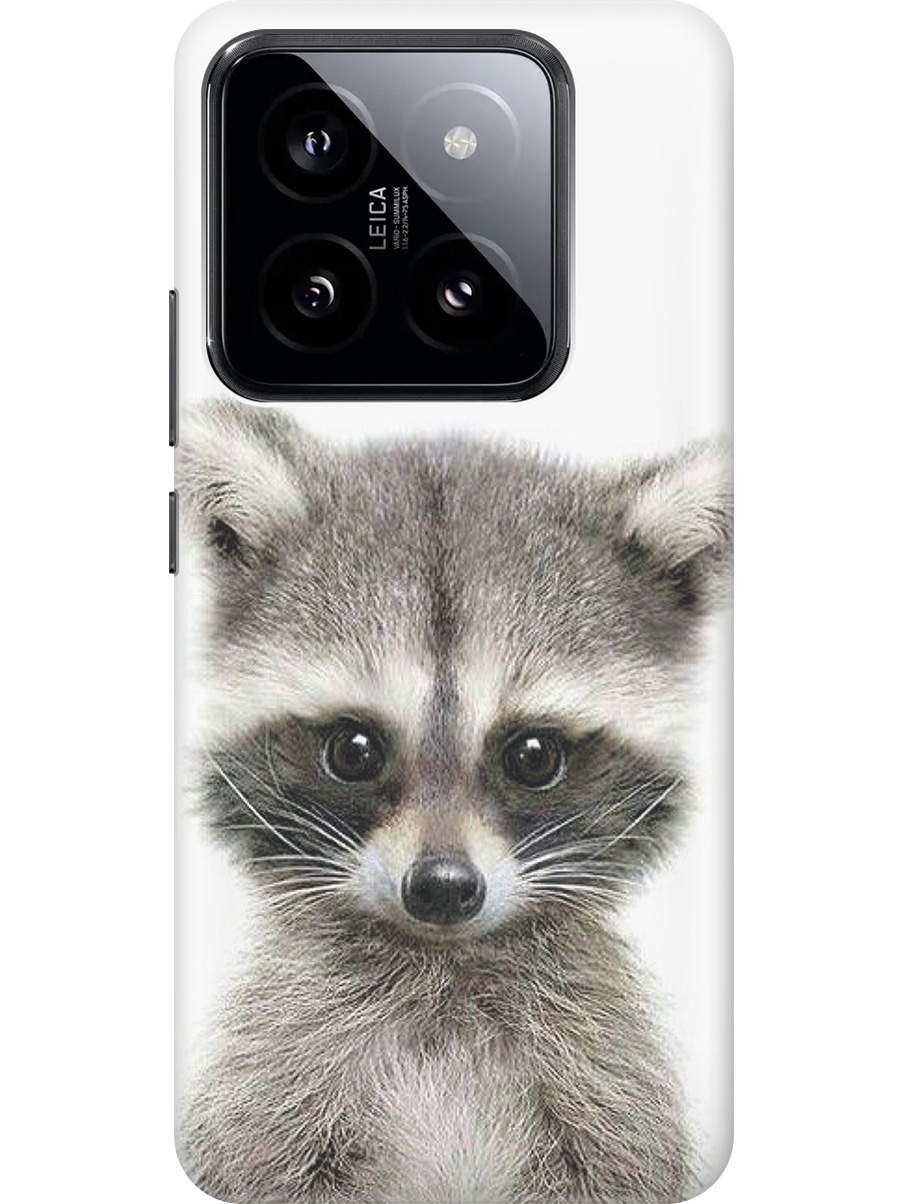 

Силиконовый чехол на Xiaomi 14 Pro с рисунком "Кроха-енот", Бежевый;белый;серый;черный, 20012089