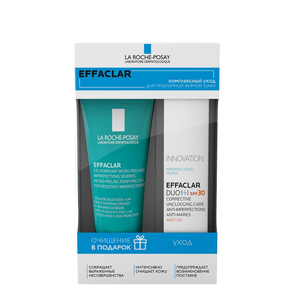 

Набор La roche posay Effaclar дуо + спф 40 мл, микроотшелушивающий гель 50 мл