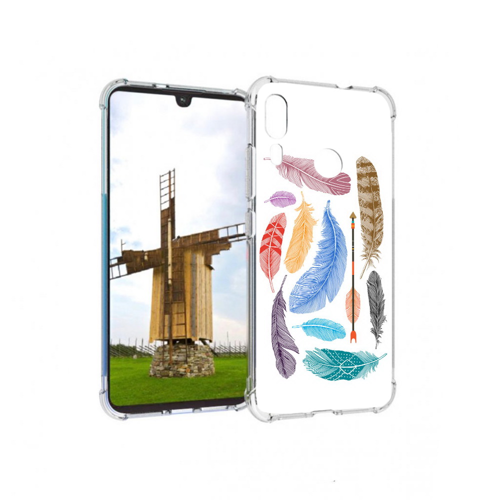 

Чехол MyPads Tocco для Motorola Moto E6 Plus разноцветные перья (PT150579.352.572), Прозрачный, Tocco