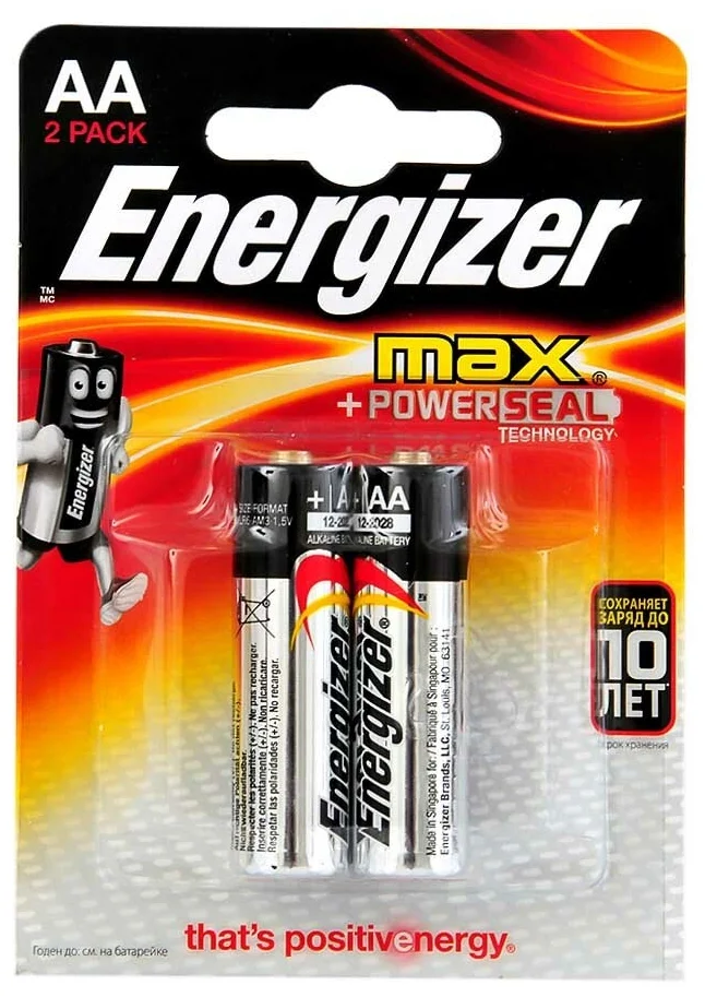 

Батарейка алкалиновая Energizer MAX AA 1,5V упаковка 2 шт. E301532801
