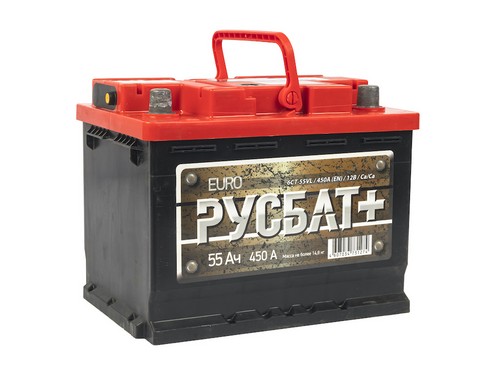 

AKOM Аккумулятор 6СТ- 55 "Русбат+" о.п.(пусковой ток 450А)