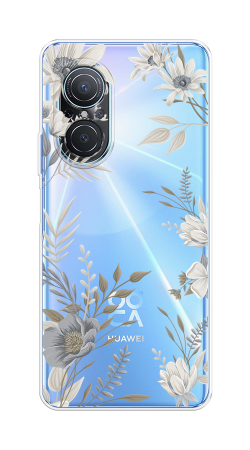 

Чехол на Huawei Nova 9 SE "Цветы сепия", Серый;прозрачный;зеленый;белый, 6107250-1