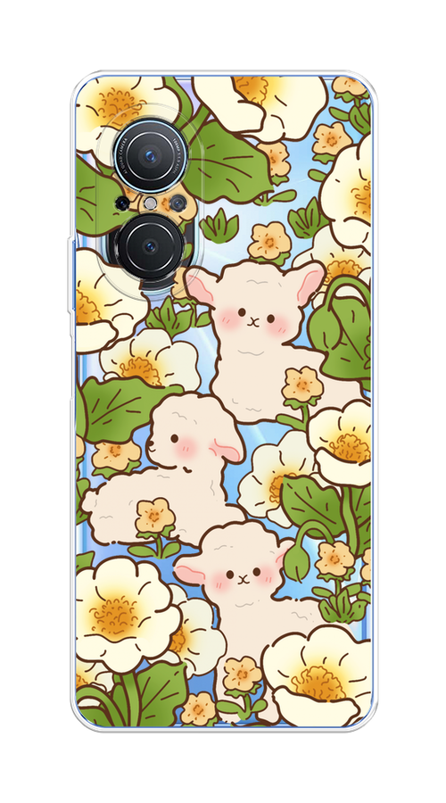 

Чехол на Huawei Nova 9 SE "Овечки в цветах", Зеленый;бежевый, 6107250-1