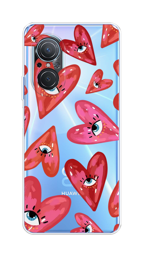 

Чехол на Huawei Nova 9 SE "Сердечки с глазами", Коричневый;красный;розовый, 6107250-1