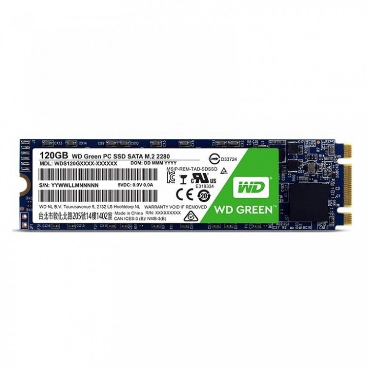 SSD накопитель WD Green M.2 2280 120 ГБ (WDS120G2G0B)