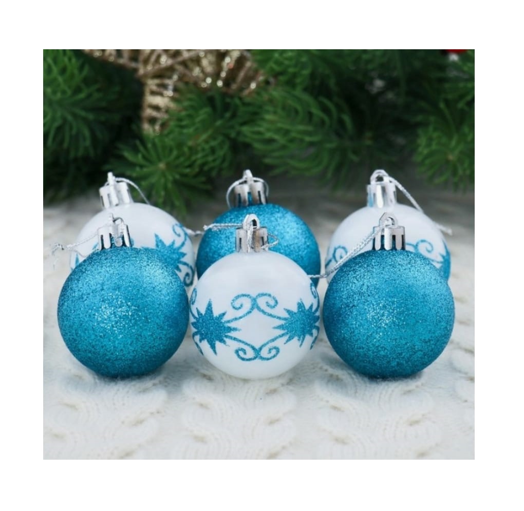 

Шар на ель Пластик 1009407bb 6 шт. белый голубой