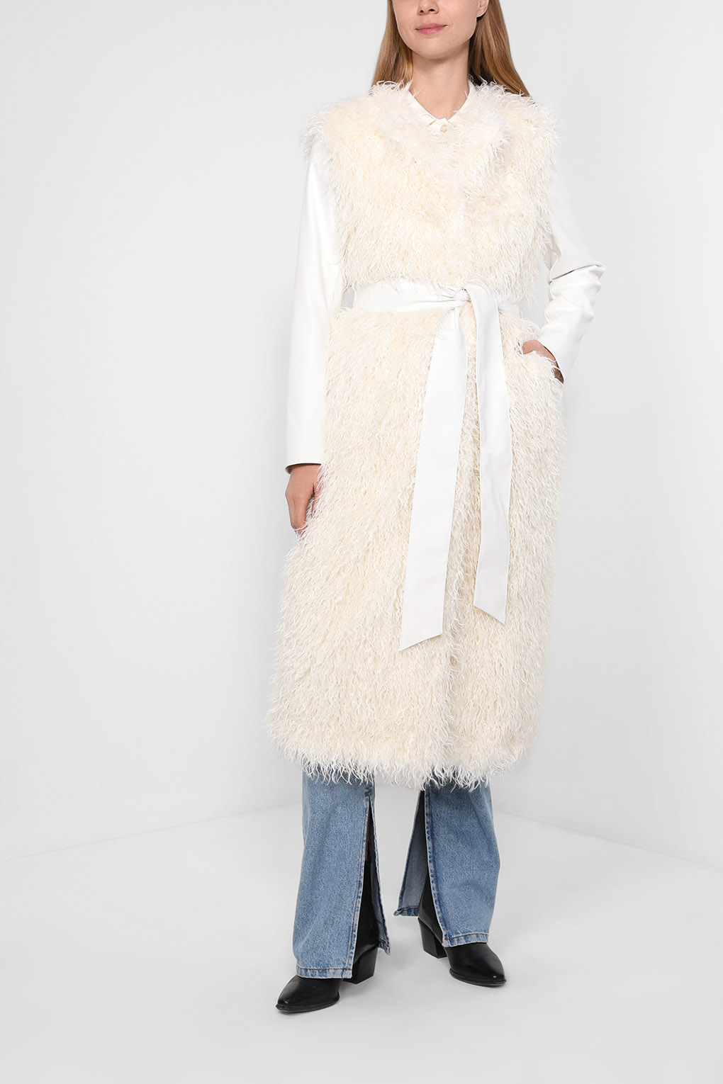 

Шуба женская SABRINA SCALA SS22086185-025 бежевая 46 RU, Бежевый, SS22086185-025