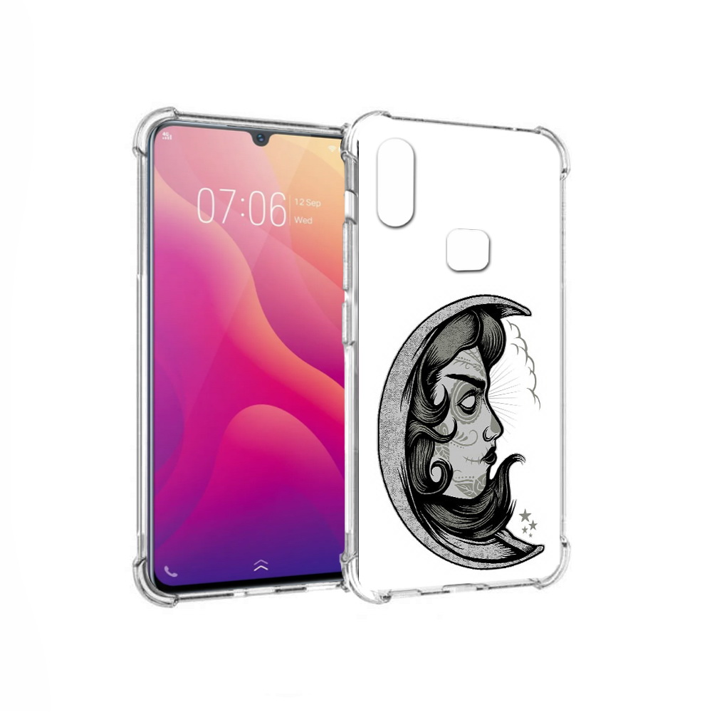 

Чехол MyPads Tocco для Vivo V11i черно белая луна с лицом (PT119353.424.680), Прозрачный, Tocco
