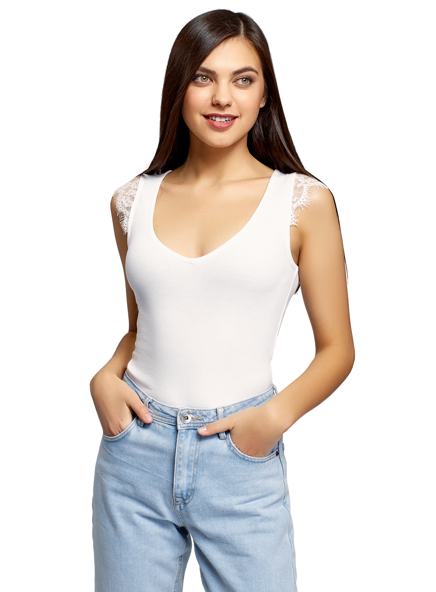 

Топ женский oodji 14315009 белый 2XL, 14315009