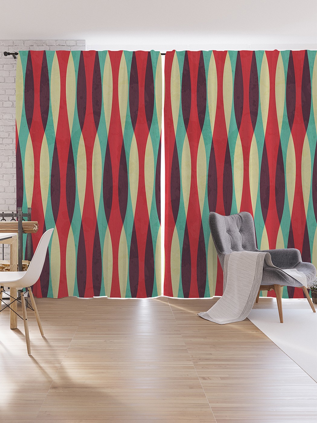 

Шторы под лён JoyArty "Волны обмана", серия Oxford DeLux, 340х265 см, Волны обмана