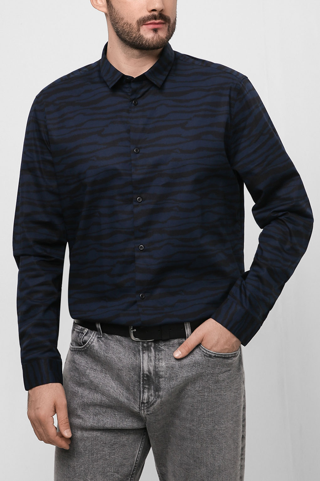 Рубашка мужская Esprit Casual 081EO2F306 синяя XL