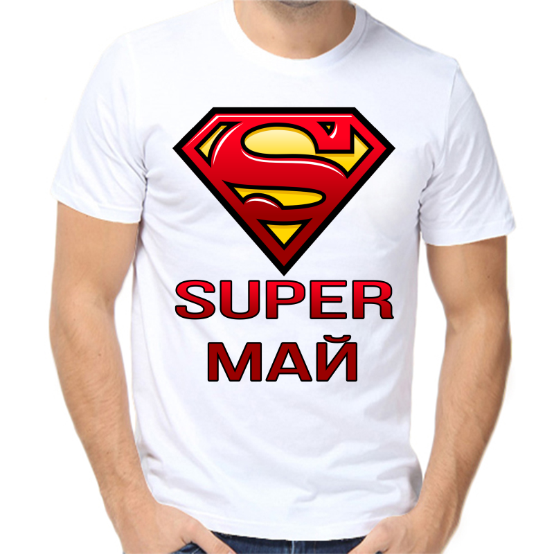 

Футболка мужская белая 50 р-р super май, Белый, fm_super_may