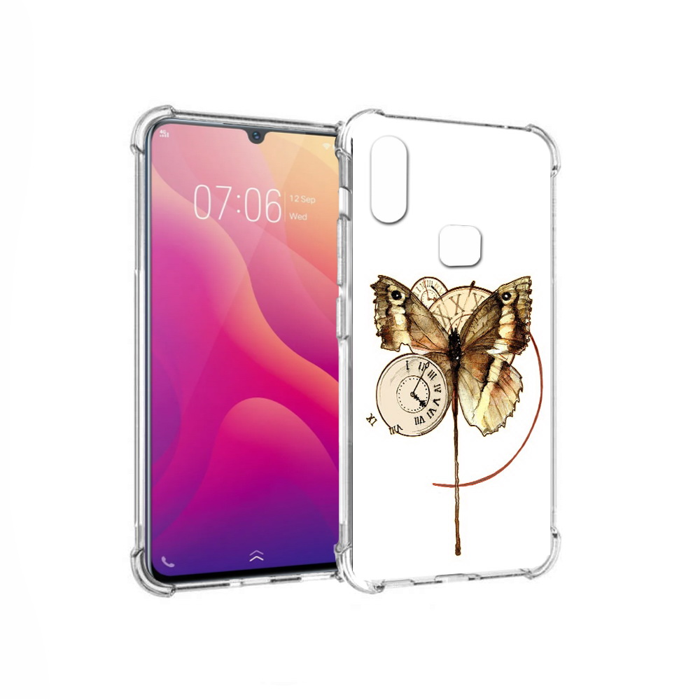 

Чехол MyPads Tocco для Vivo V11i старинные часы с бабочкой (PT119353.424.622), Прозрачный, Tocco