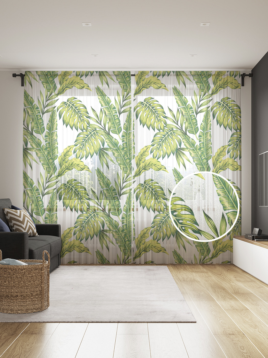 

Фототюль JoyArty "Ботаника тропиков", 145x265см (2 полотна со шторной лентой + 50 крючков), Ботаника тропиков