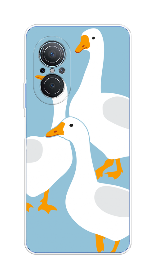 

Чехол на Huawei Nova 9 SE "Гусиное трио", Голубой;белый;серый;желтый, 6107250-1