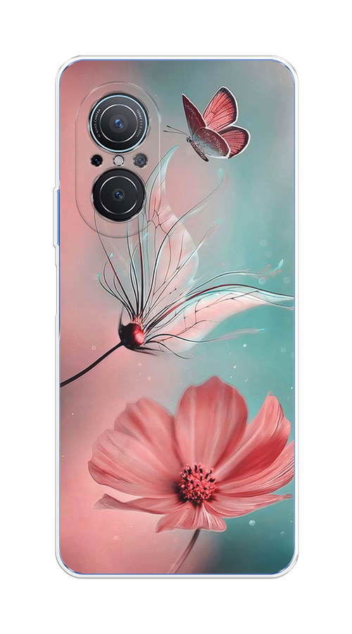 

Чехол на Huawei Nova 9 SE "Бабочка и цветок", Голубой;розовый, 6107250-1