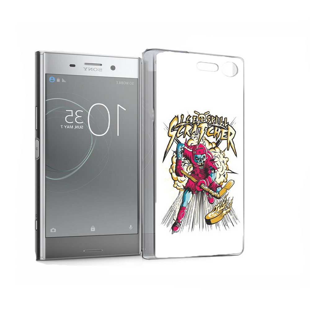 

Чехол MyPads Tocco для Sony Xperia XZ Premium нарисованный скелет хоккеист, Прозрачный, Tocco