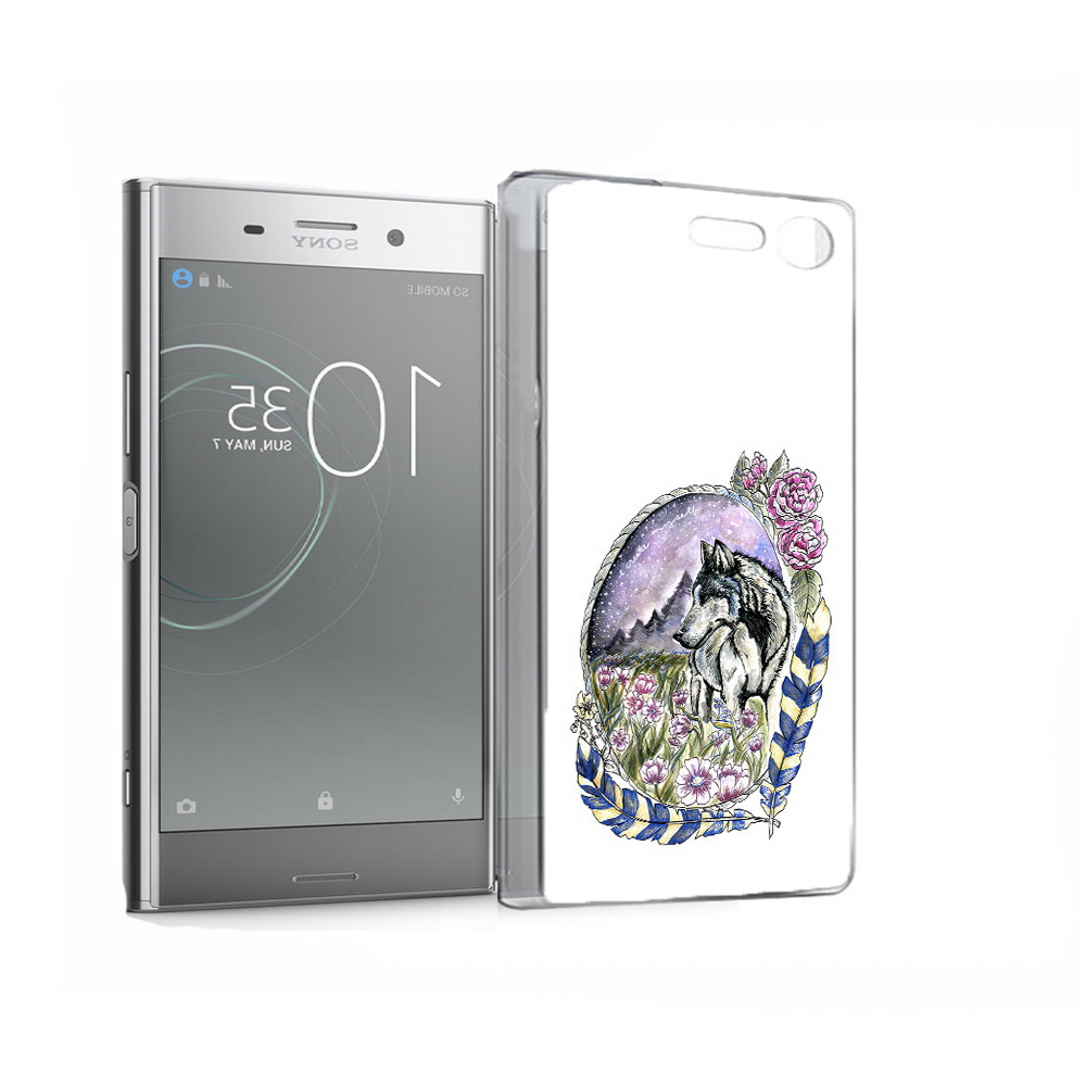 

Чехол MyPads Tocco для Sony Xperia XZ Premium нарисованный волк в цветах с перьями, Прозрачный, Tocco