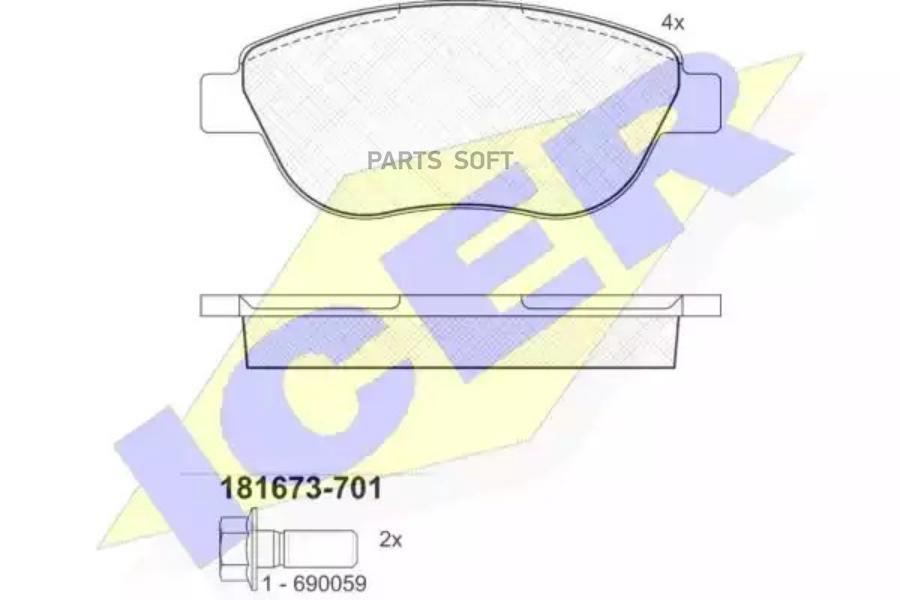 

Колодки Передние Fiat Doblo 2001-> Icer 181673-701 Icer арт. 181673-701