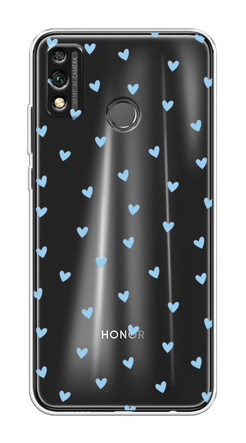 

Чехол на Honor 9X Lite "Голубые сердечки паттерн", Голубой;прозрачный, 6104250-1